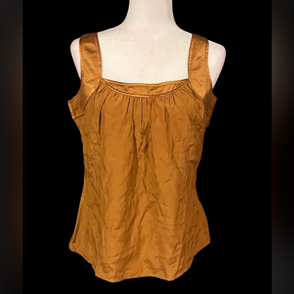 J. Jill Rust Colored Silk and Cotton Blend Sleeveless Blouse Tank/Cami S…